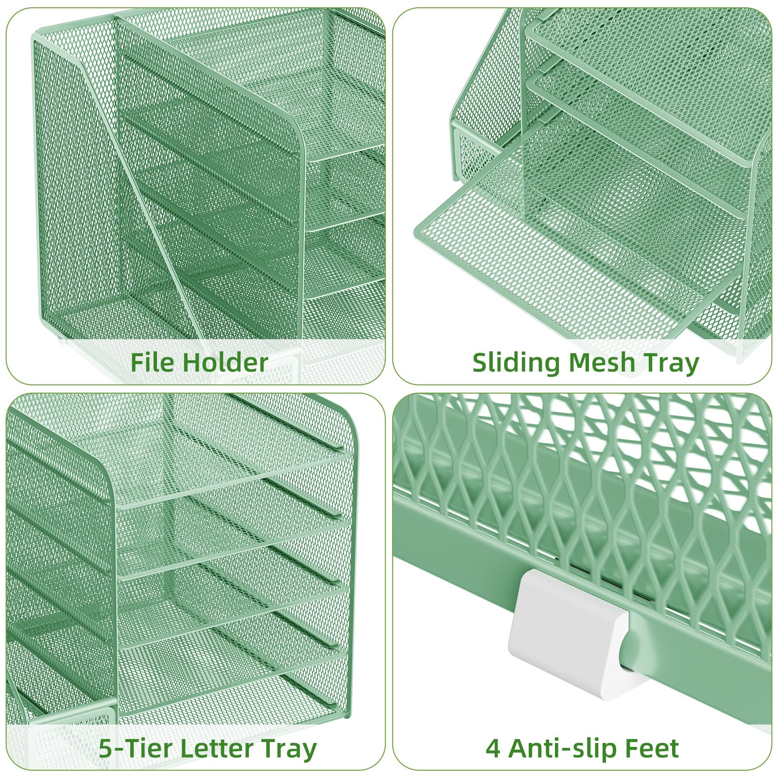 Marbrasse Bureau Organiser,Kantoor Accessoires,5-laags Papieren Brievenbak Organizer,Mesh Desktop Organiser voor Bureau,Kantoorbenodigdheden (Paars