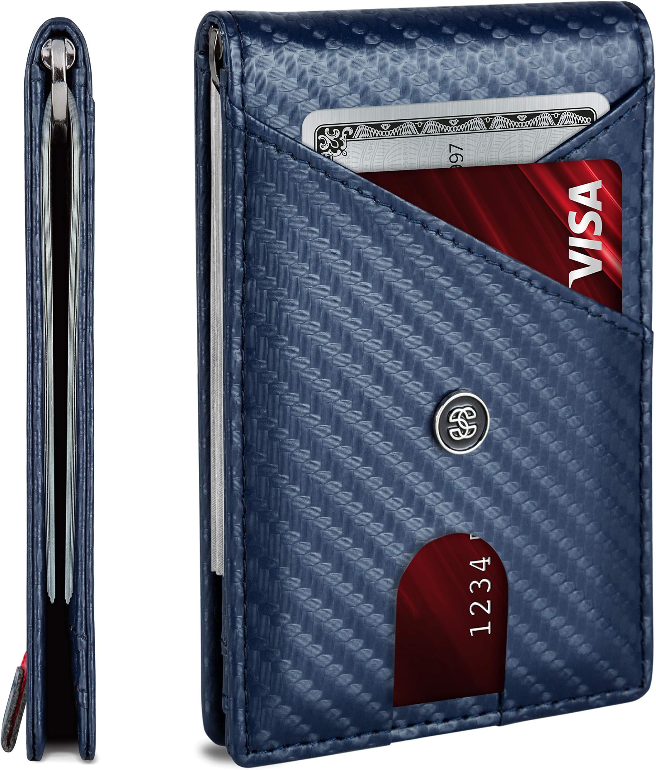 - Slim Wallets for Men. RFID Money Clip Wallet, Slim Wallet, Thin Front Pocket Credit Card Wallet, Minimalist Bifold (Royal Blue Pilot)