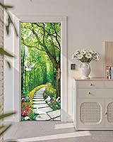 Vista 36 de FLFK Adhesivo mural para puerta, playa, despegar y pegar, tamaño combinado 30.3 x 78.7 pulgadas, dividido en 2 piezas