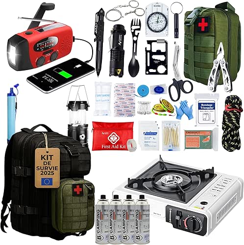 Kit de survie complet UE 2025, sac à dos de
