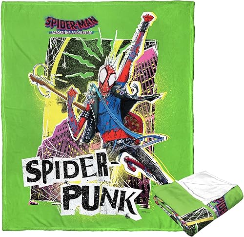 Miniatura 2 de Northwest Spider-Man - Manta de seda táctil, 50 x 60 pulgadas, color verde Spider Punk