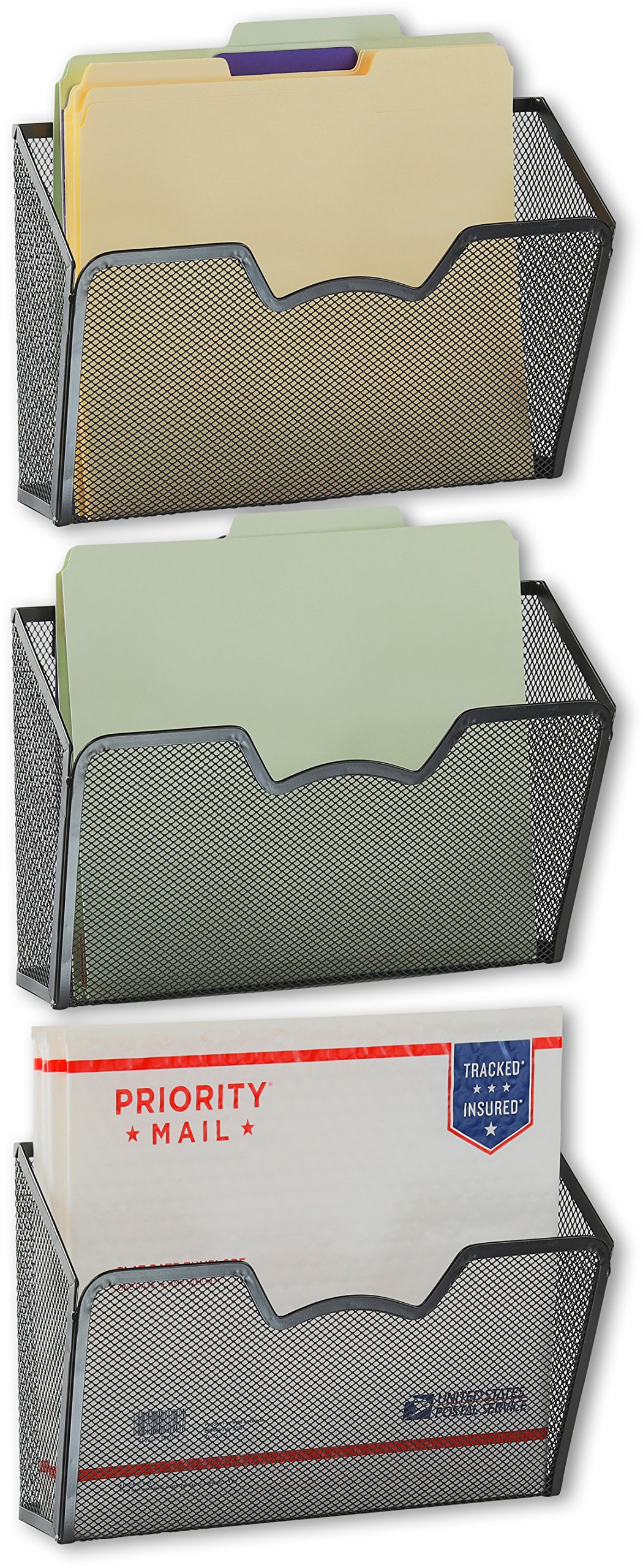 3 Pack SimpleHouseware Wall Mount Single Pocket File Organizer Holder