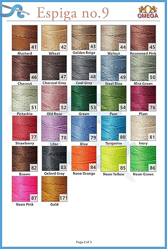 Miniatura 7 de Espiga No. 9-100% Nylon Omega Cuerda Cuerda para Tejer y Ganchillo - 30 Plata