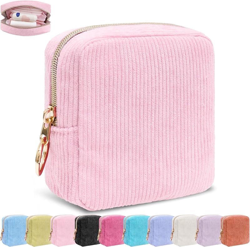 Necessaire CasaRovela de Veludo Cotelê com Zíper, Rosa A1