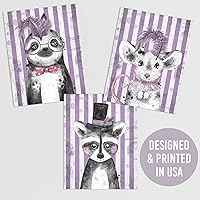Vista 7 de Ritzy Rose Purple Circus Animals Art Kids Whimsical Wall Prints - 6 Children's Posters Baby's Nursery Child's Bedroom (Unframed) Decor Printed