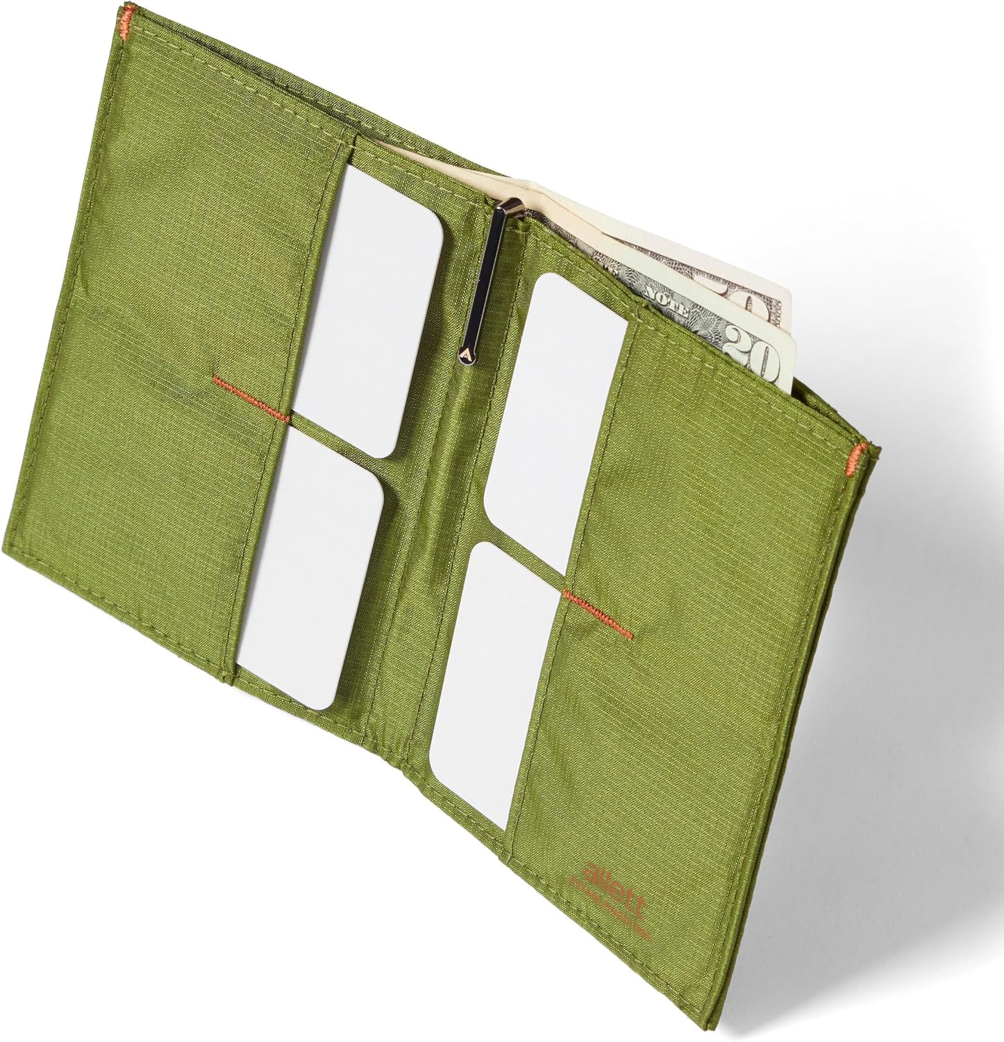 Allett Coin Wallet 2.0, Cala Green | Nylon, RFID Blocking, Velcro Pocket, Slim, Minimalist, Bifold, Water Resistant, Thin, Front Pocket | Holds 4-24+ Cards, Flat Bills & Receipts - Image 2