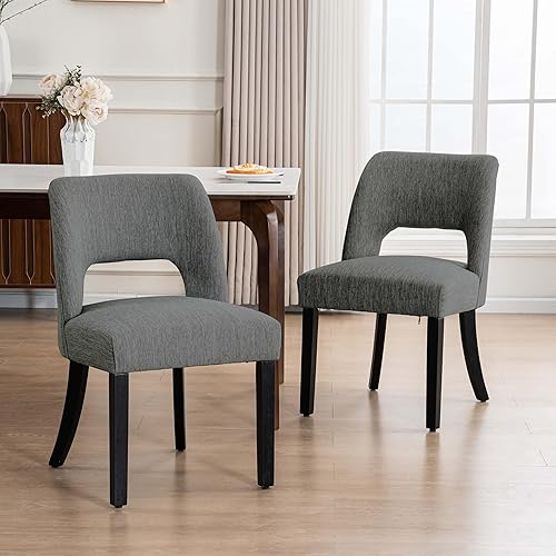 Miniatura 38 de VKNOW Juego de 6 sillas de comedor de madera, sillas de comedor tapizadas en tela modernas, sillas de cocina, silla de comedor de granja para cocina