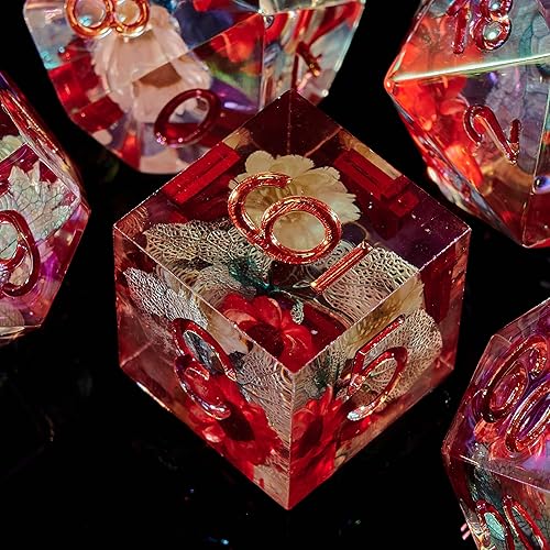 Miniatura 3 de Juego de dados DND, juego de dados de mazmorras y dragones, hecho a mano, borde afilado, 7 troqueles de resina D&D para juego de mazmorras y