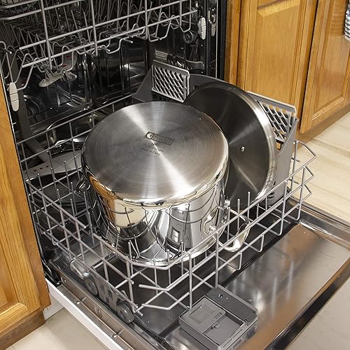 Miniatura 8 de Camerons Olla de 20 cuartos de galón con tapa, olla de acero inoxidable de tres capas de grado profesional 1810, olla de grado comercial con