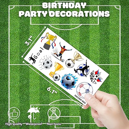 Miniatura 4 de 8 hojas (96 piezas) Tatuajes de fútbol Tema Deportivo Fiesta de Cumpleaños Decoraciones Suministros Favores Decoración Pegatinas para Niños Niñas