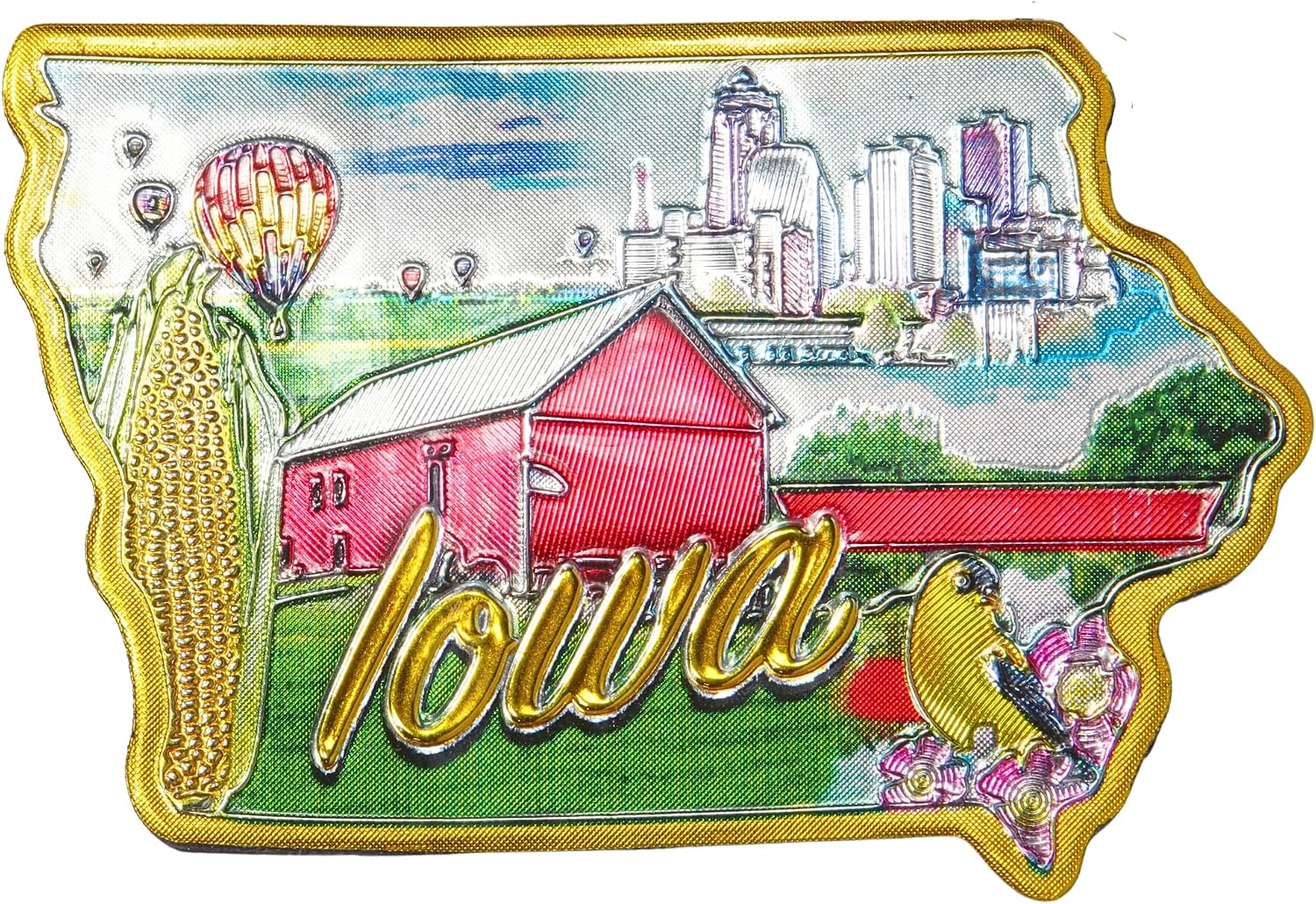 Small Iowa State Magnet, Collectible Souvenir Accessory for Magnetic Surfaces, Approximately 2 Inches