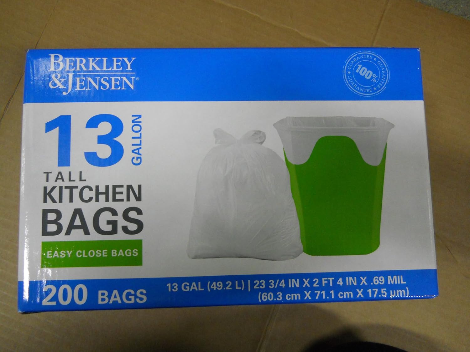 Berkley& Jensen 13 Gallon Tall Kitchen Bags 200 Health & Household