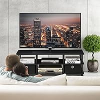 Vista 2 de Furinno Econ - Centro de entretenimiento con soporte para TV, color espresso