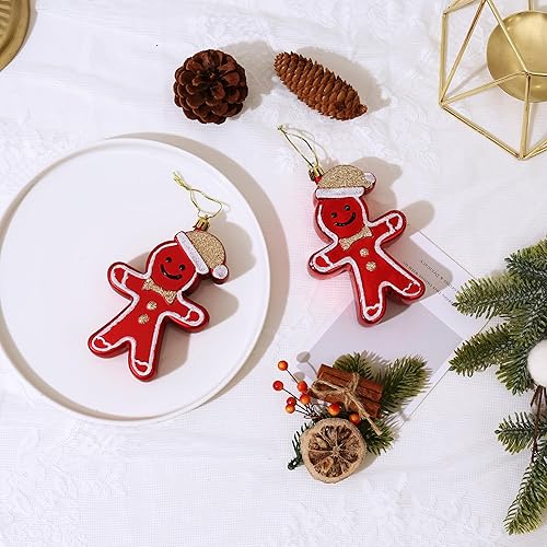 Miniatura 3 de Decoraciones de adornos de Navidad, pintura de Navidad, juego de bolas de adornos de hombre de jengibre, decoraciones colgantes hechas a mano de 4.1