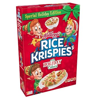 Kellogg's Rice Krispies, Breakfast Cereal, Original with Holiday Colors, Special Holiday Edition, 10.3oz Box
