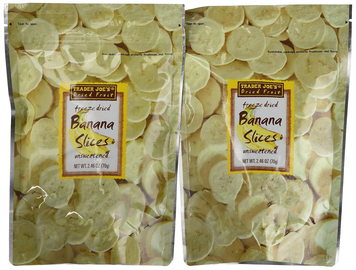 Trader Joe's Freeze Dried Bananas 2 Pack - Crispy Healthy Camping Hiking Snack