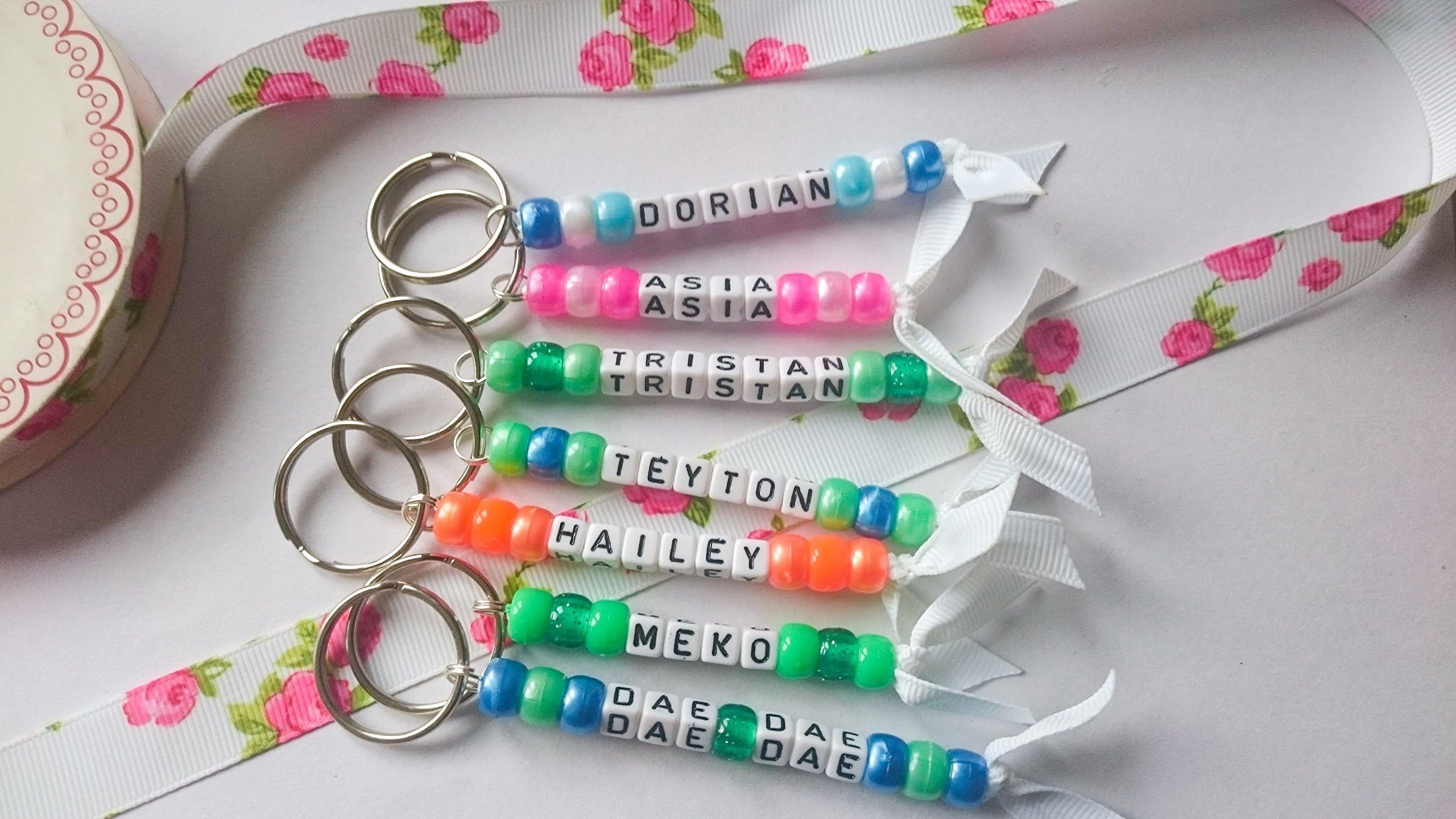 Personalised keyrings, custom keyrings, name keyring, school bag tags, personalised keychain