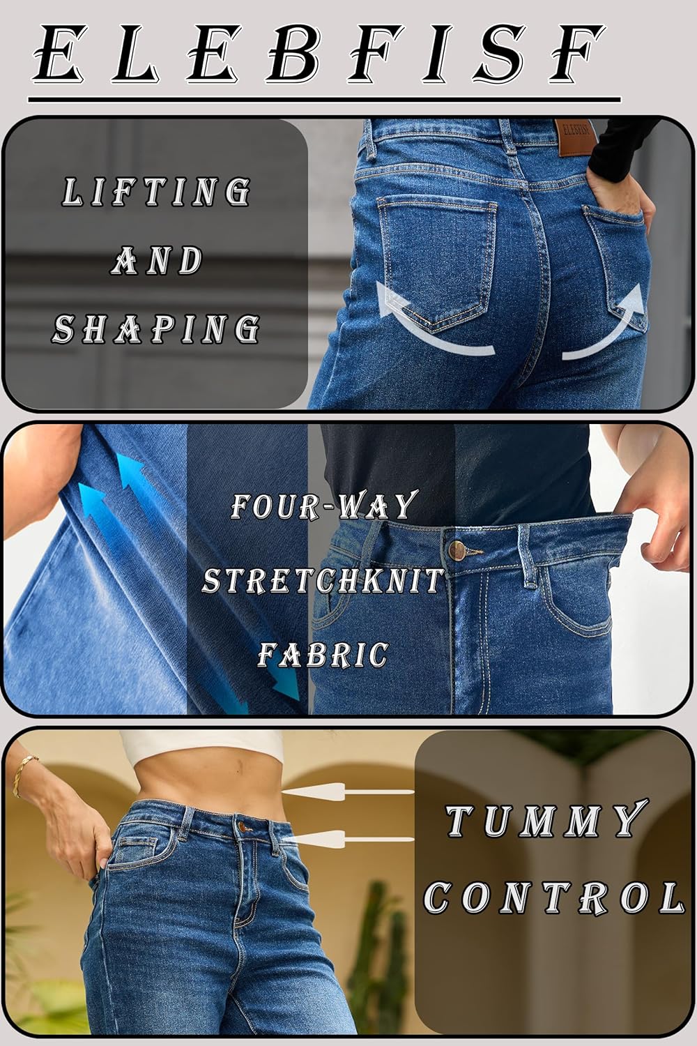 High Waisted Jeans for Women - Tummy Control Stretchy Straight Leg Denim Pants Trouser Trendy - Image 4