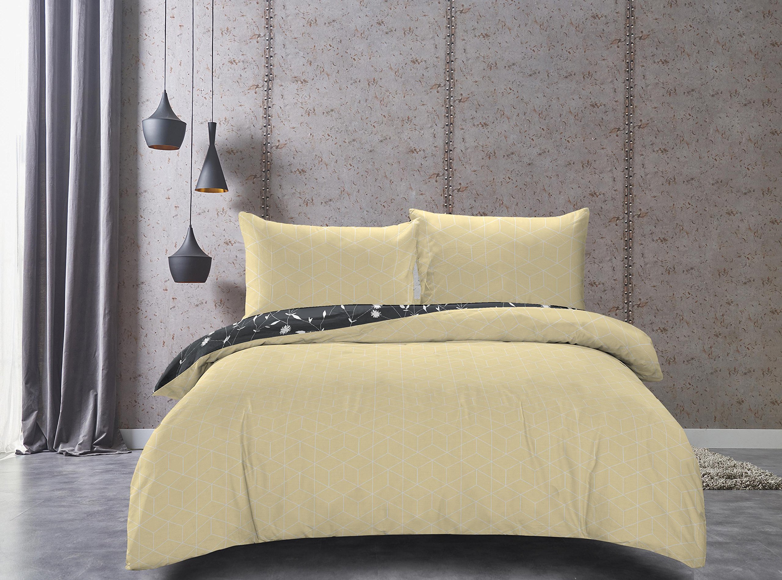 DecoKing Premium 29237 Bed Linen 230 x 220 cm 2 Pillowcases 50 x 75 cm Grey Floral Pattern Duvet Covers Renforcé Cotton Mako Satin Double-Sided Ducato Collection Dandelion Steel Anthracite White - Image 3