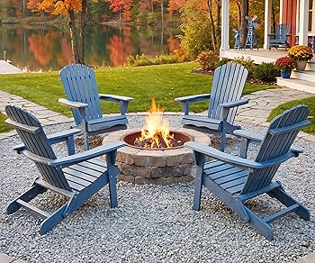Amazon.com : Outdoor Wooden Folding Adirondack Chair Set of 2 with