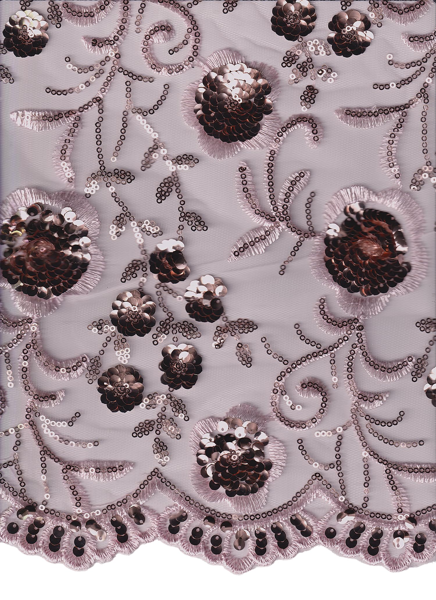 Japanese-Inspired Sequined Lace Fabric 130cm Wide in 10 Beautiful Colours - Turkish Rose - Half METRE