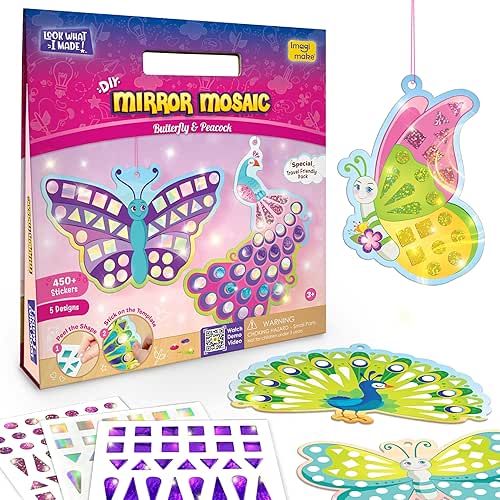 Imagimake Mirror Mosaic Butterfly & Peacock Kids Art Set |