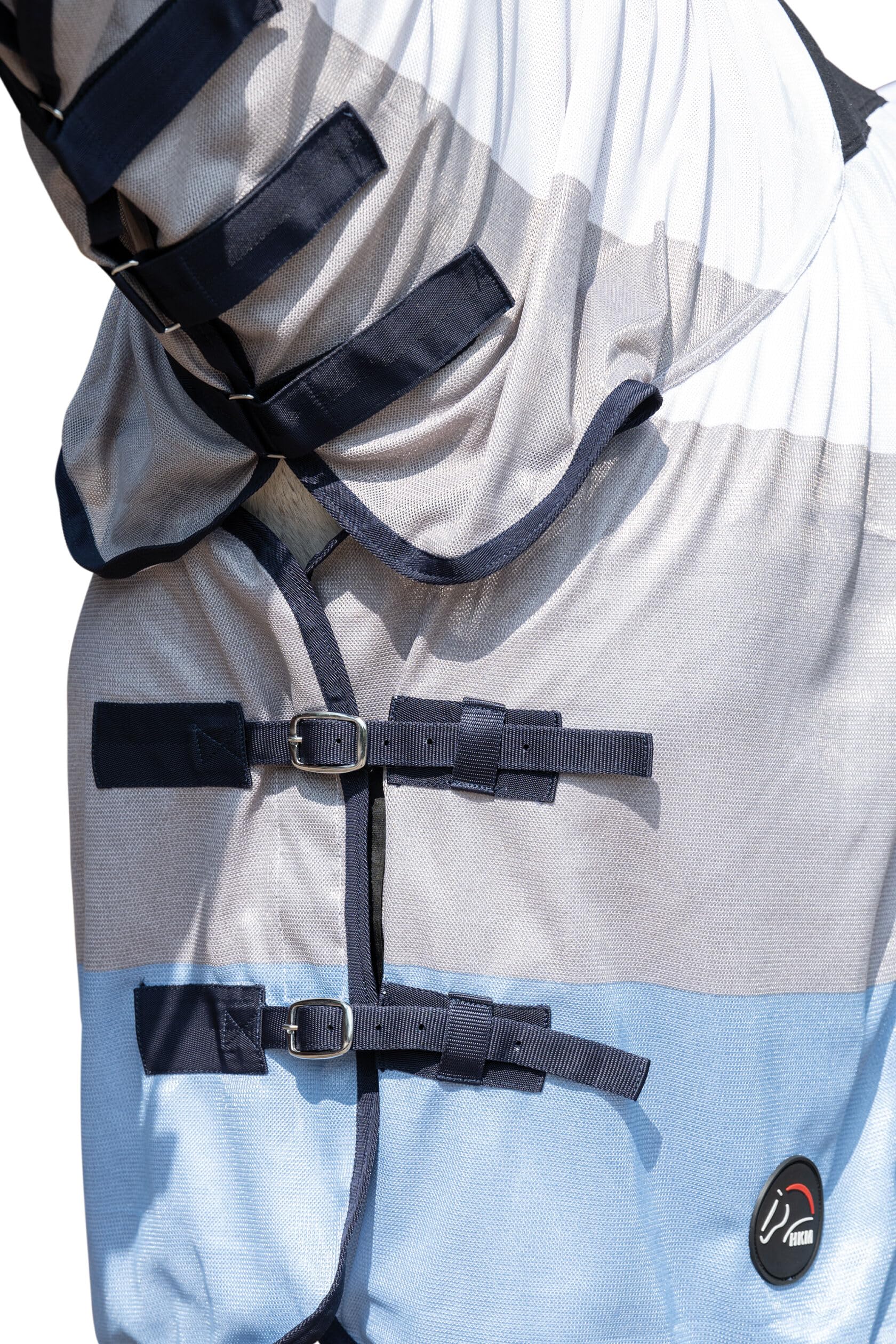 HKM Resistente Coperta antimosche con parte per il collo Blu/Bianco/Grigio 115