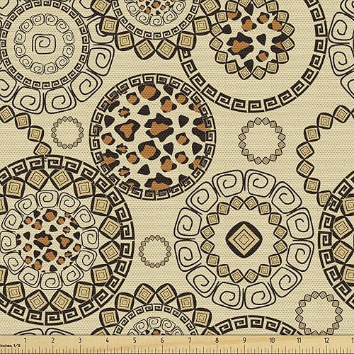 Ambesonne The Yard - Tela con estampado de animales de The Yard, estampado de piel de guepardo con estampado de fauna en colores neutros, tela