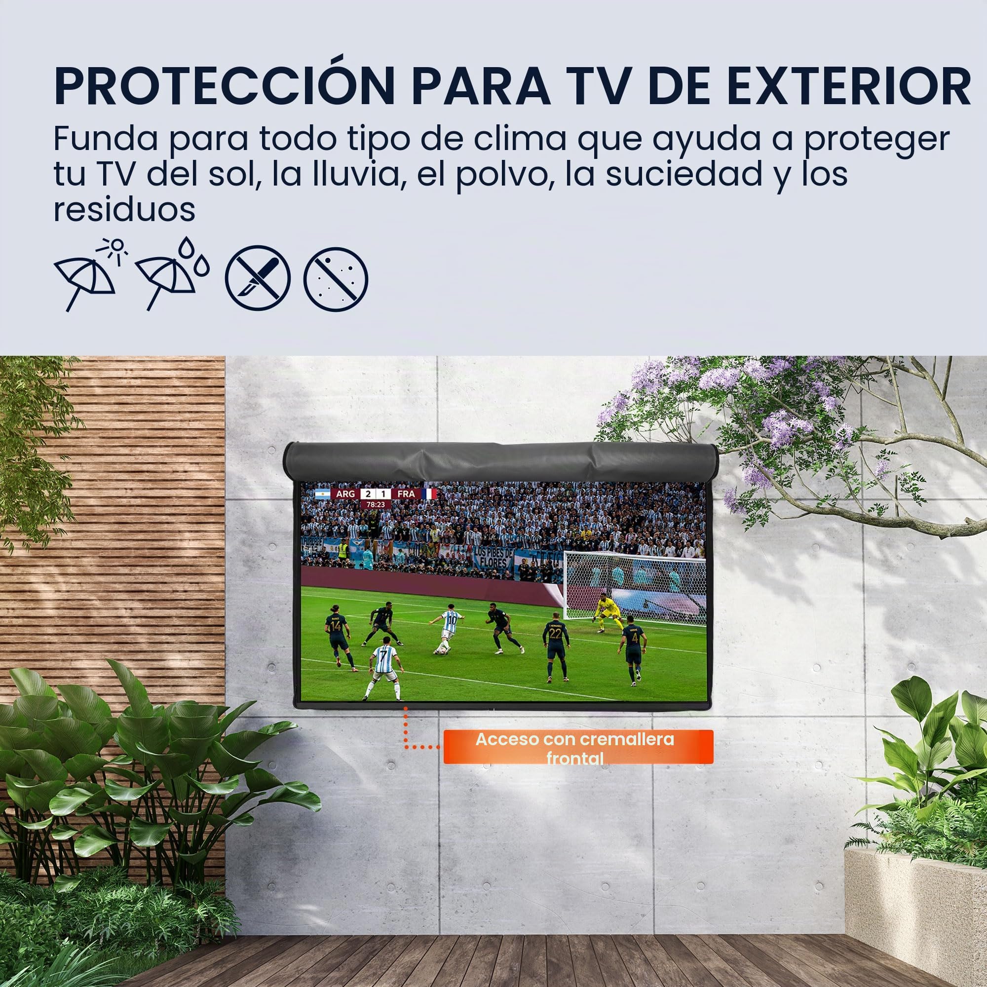 kwmobile 32" TV Funda exterior con cremallera para TV - Cubierta para televisor de exterior - Funda protectora para pantalla - gris oscuro