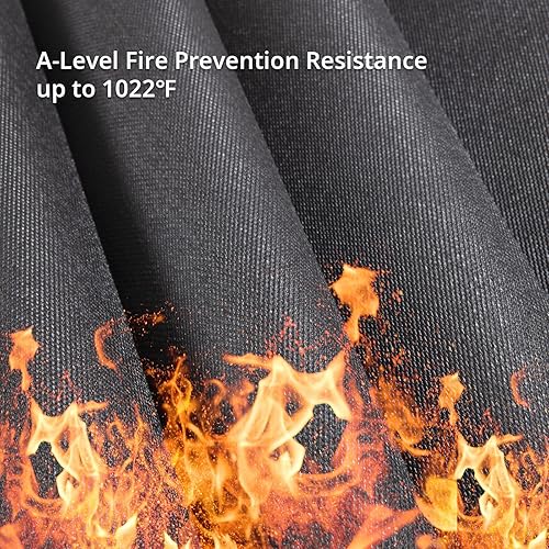 Miniatura 4 de HOMBYS Tapete resistente al fuego para chimenea, 48 x 27 pulgadas, almohadillas de hogar para estufa de leña, alfombra protectora de suelo negra