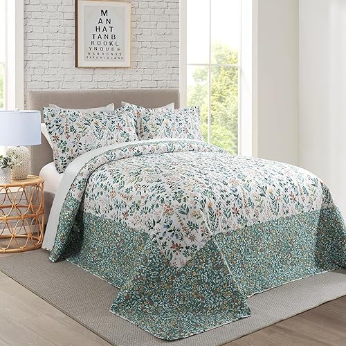 Miniatura 209 de Travan - Juego de edredón de 3 piezas reversible y ligero, ropa de cama con fundas de almohada para todas las estaciones, estampado floral marrón