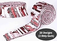 Vista 9 de Soimoi 40 tiras de telas precortadas con estampado de bloques, enrollables, rollos de gelatina de algodón de 1.5 x 42 pulgadas para acolchar