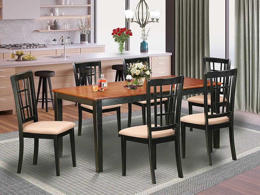 Amazon.com - East West Furniture NICO7-BLK-C 7 Piece Dining