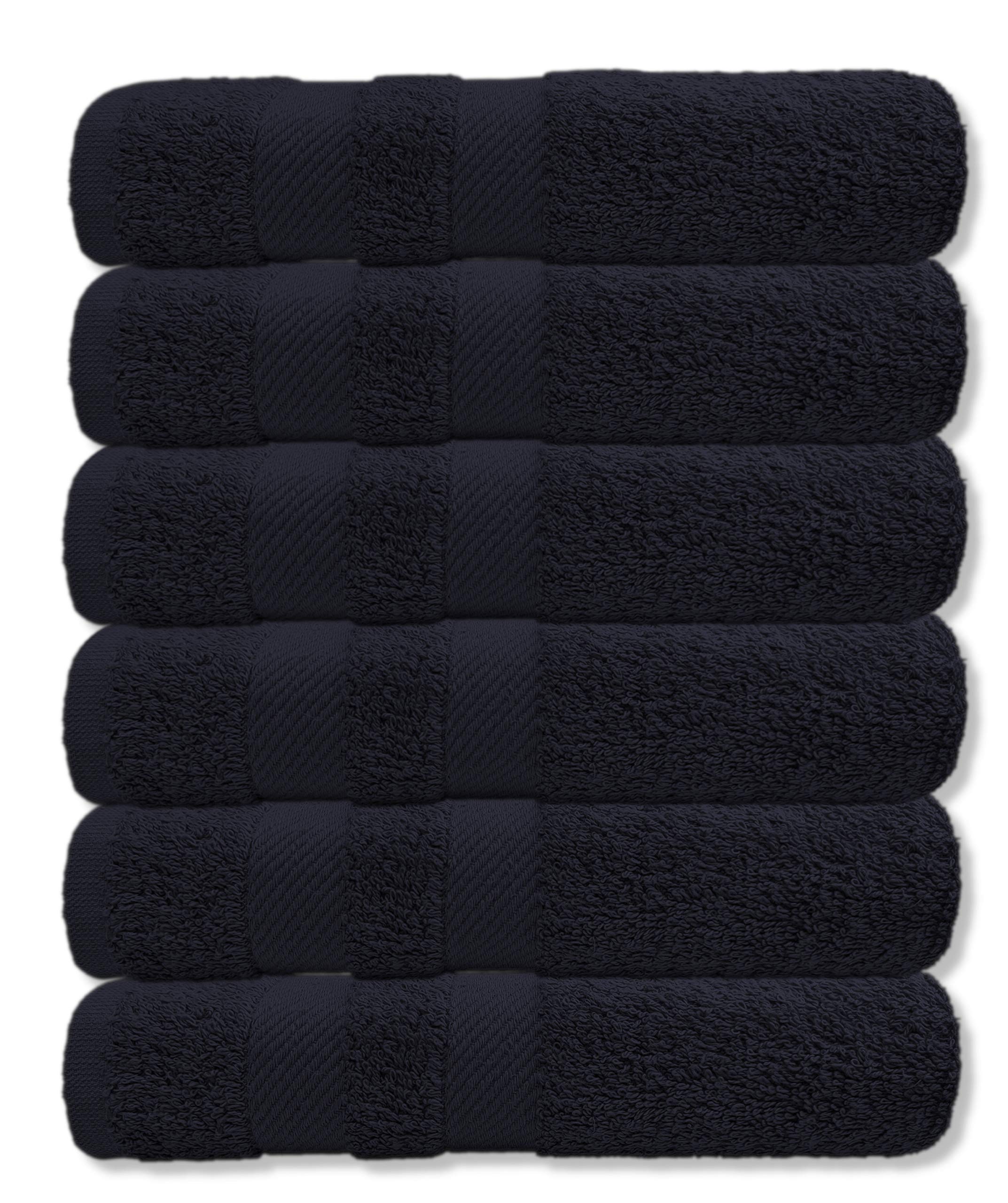A & B Traders Black Cotton Hand Towels 600 Gsm Soft Thick Easycare Multipurpose Daily Use Bathroom Gym Spa Salon Sports Towels (, 6)