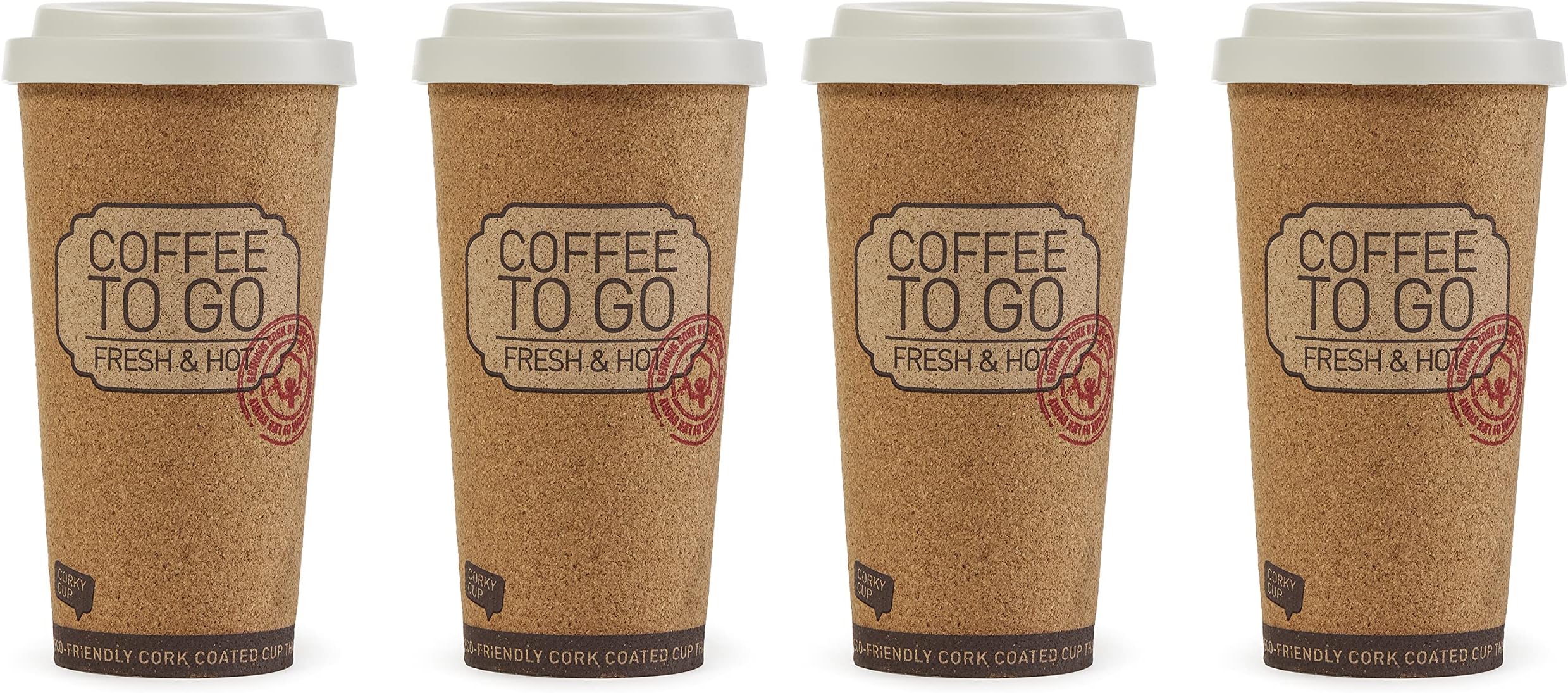 Life Story Corky Cup 16 Ounce Reusable Insulated Travel Coffee or Tea Mug with Spill Proof Lids and Cool to the Touch Exterior, (4 Pack)