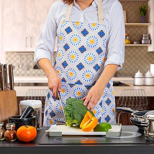 Miniatura 6 de Delantal ajustable, resistente al agua, con bolsillo, correa para el cuello, lazo largo, ultrafino y ligero (paquete de 2)