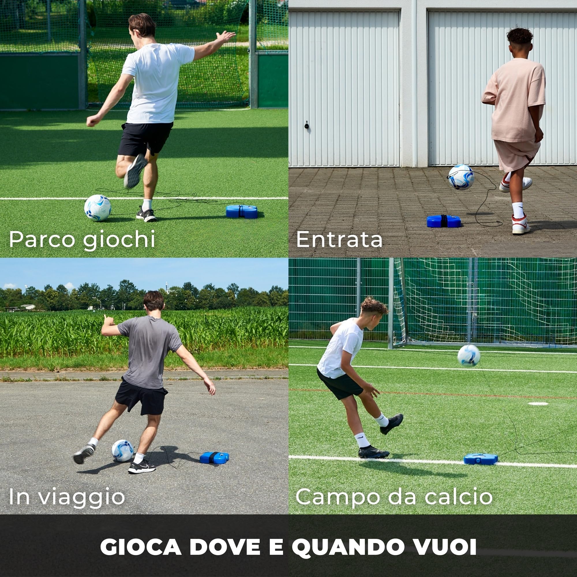 MOVEMATE Set di allenamento per calcio, con corda, ideale come regalo da calcio per ragazzi, strumento di allenamento innovativo per esterni, in giardino, sul campo da calcio