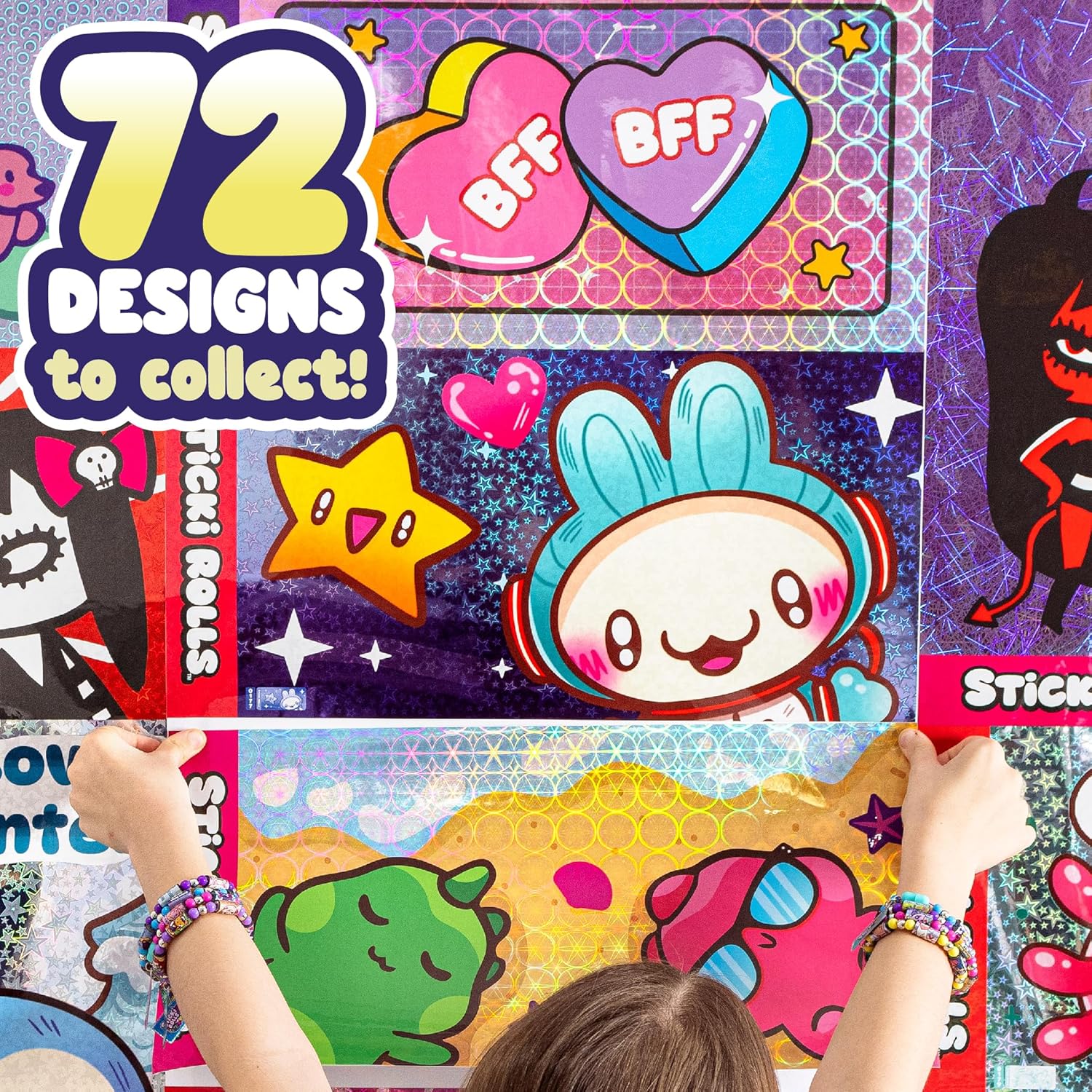 Sticki Rolls Jumbo Stickies – 6-Pack Capsule | Amazon Exclusive Collectible Wall Décor for Kids Ages 5+ (Sticki Snacks)
