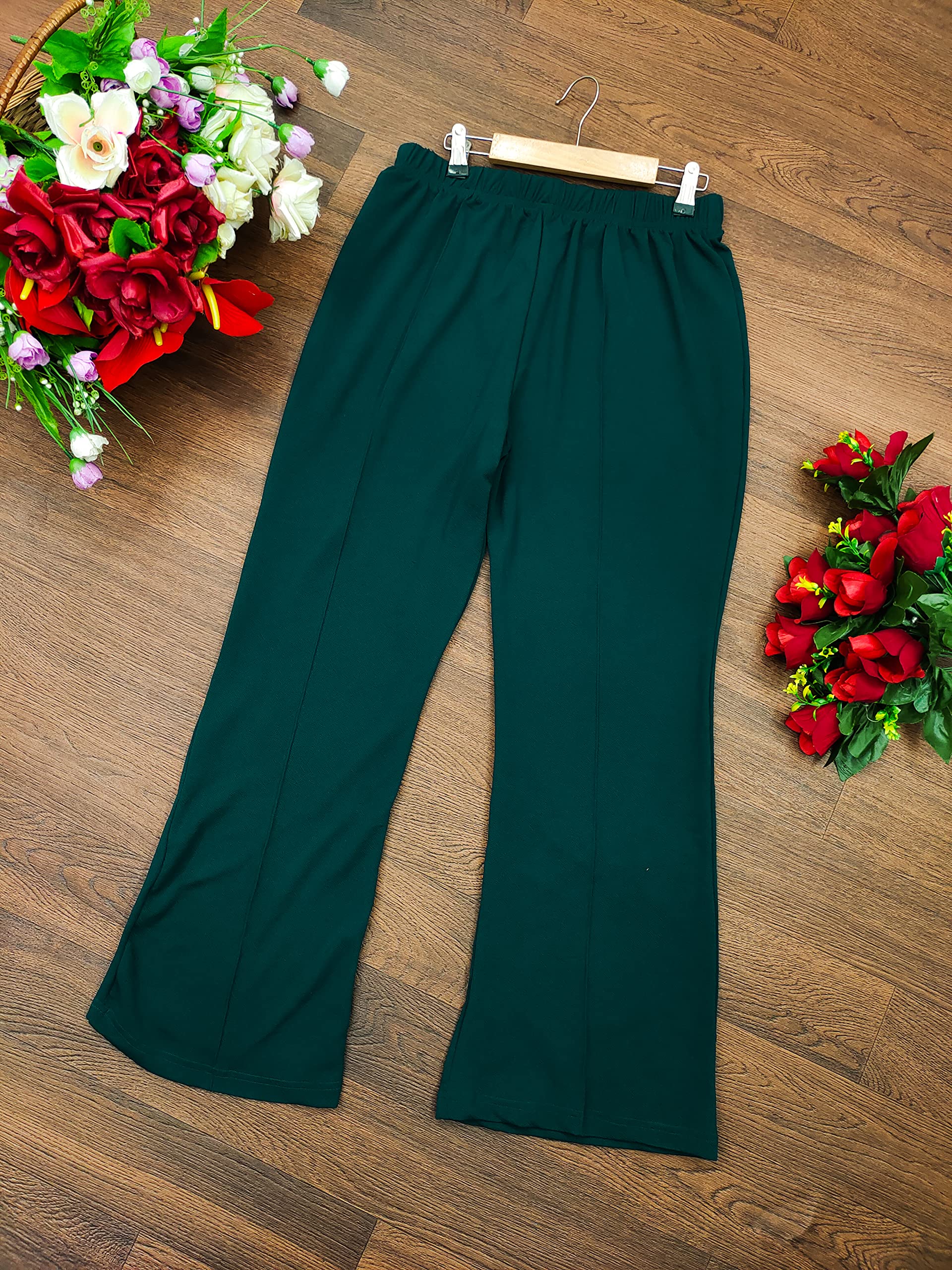 Leriya Fashion Pantalones de yoga para mujer, con tirantes, para trabajo, negocios, casual, oficina, pierna recta, corte de bota, cintura elástica para mujer