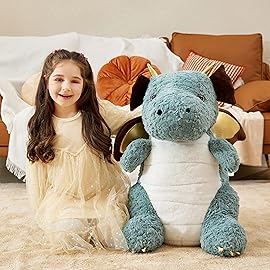 IKASA Giant Dragon Stuffed Animal Plush Toy,23 Large Winged Dinosaur Big Jumbo Soft Toys, Huge Size Cute Fluffy Plushy Fat Plushie,Gifts for Kid