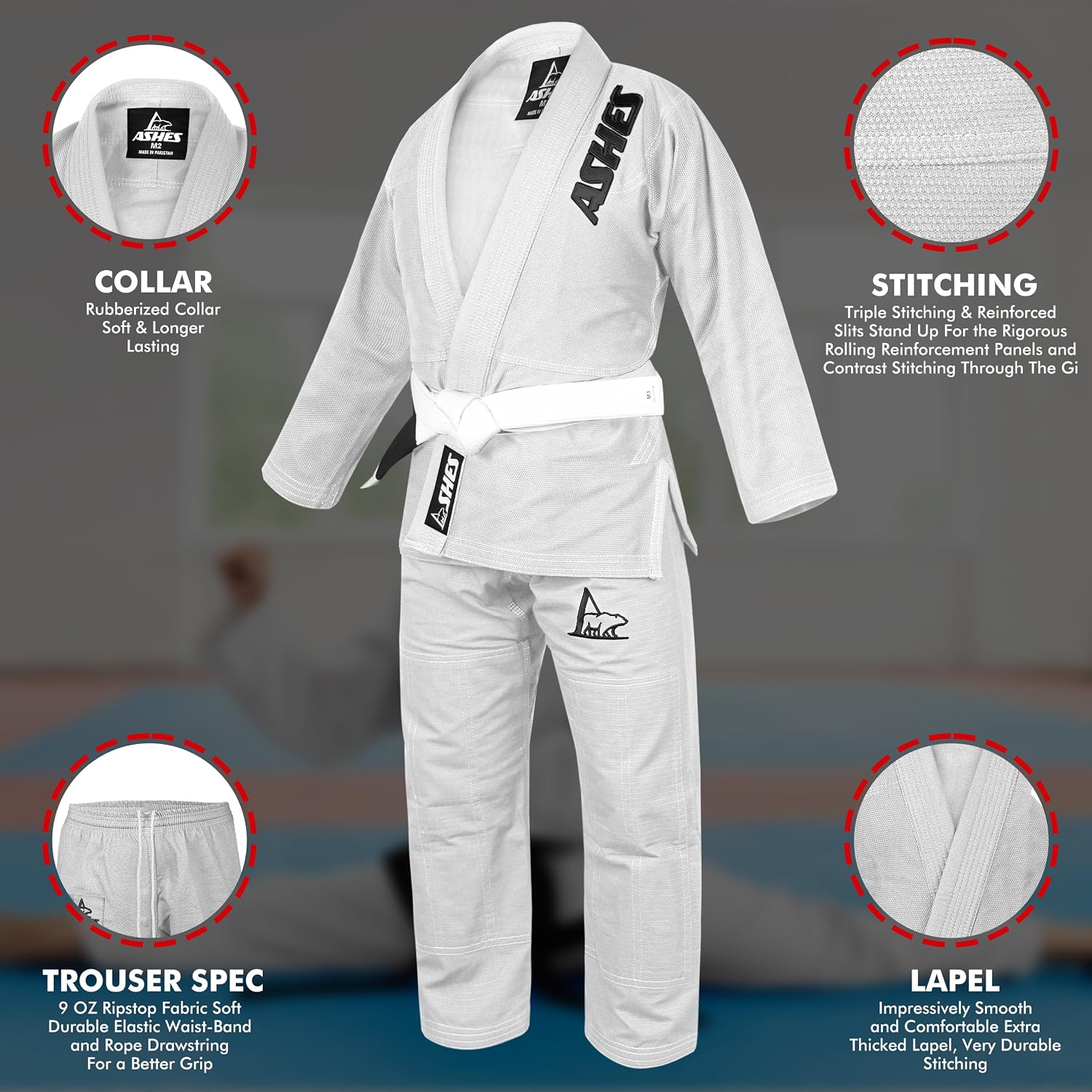 Ashes Sports IBJJF Ultra Light BJJ Brazilian Jiu Jitsu Gi for Kids with Preshrunk Fabric and Free Belt