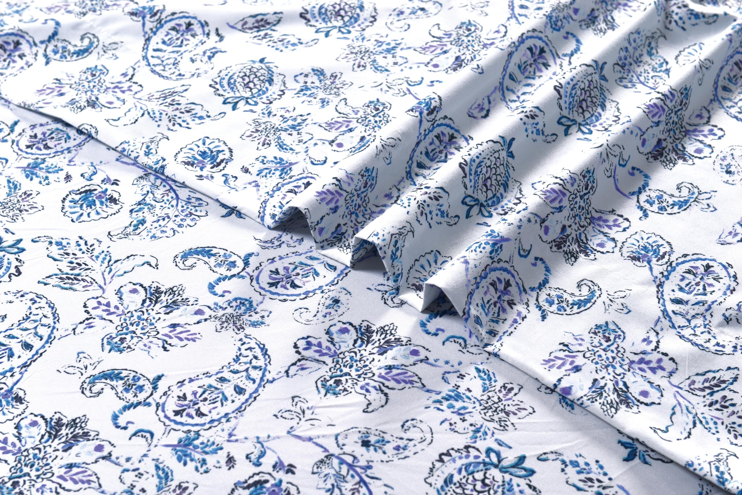 Elegant Comfort Amelia - Juego de sábanas de 6 Piezas con Estampado de Cachemira, Bolsillo Profundo 1500, Calidad de Hotel, Resistente a la decoloración y a Las Arrugas, sábanas bajeras con Bolsillos