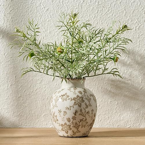 Miniatura 14 de SIDUCAL Jarrón Vintage Azul y Blanco | Cerámica Chinoiserie Floral de 6 Pulgadas | Jarrón Retro de Porcelana Azul y Blanca con Efecto Agrietado de