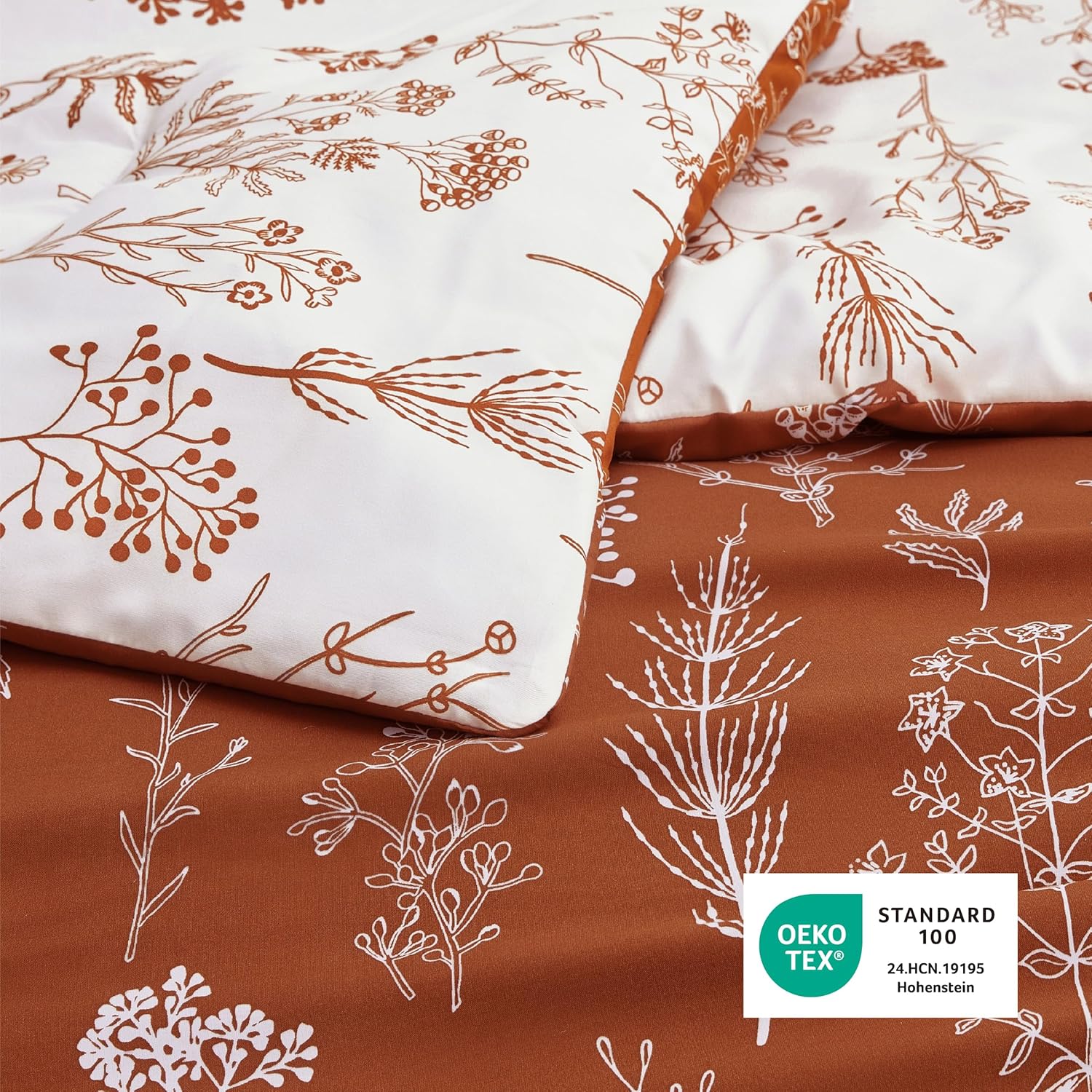 Bedsure Twin/Twin XL Comforter Set - Terracotta Bed Set, 2 Pieces Cute Floral Bedding, 1 Soft Reversible Botanical Flowers Comforter and 1 Pillow Sham thumbnail