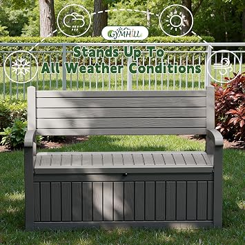 80 Gallon Outdoor Storage Bench Spacious Storage Box
