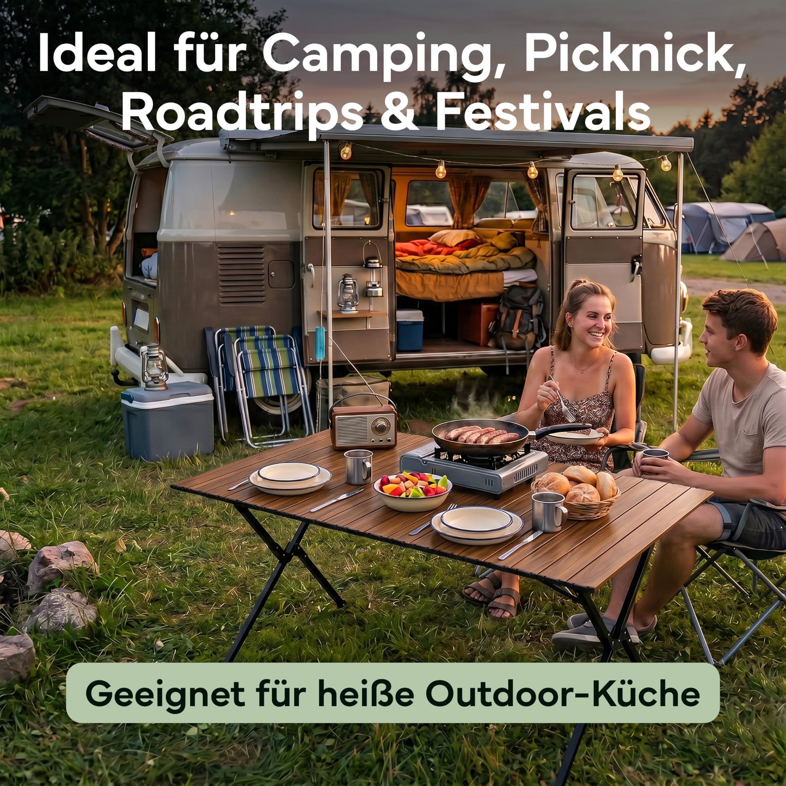 NORDPINE Campingtisch klappbar höhenverstellbar 45-68 cm – Faltbarer Outdoor Tisch & Picknicktisch aus Aluminium mit kleinem Packmaß – Wetterfester Gartentisch Klapptisch Camping mit Tragetasche
