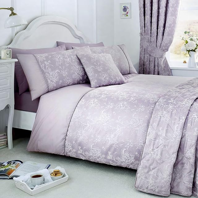 Serene - Jasmine - Easy Care Duvet Cover Set | Double Bed Size | Lavender Bedding