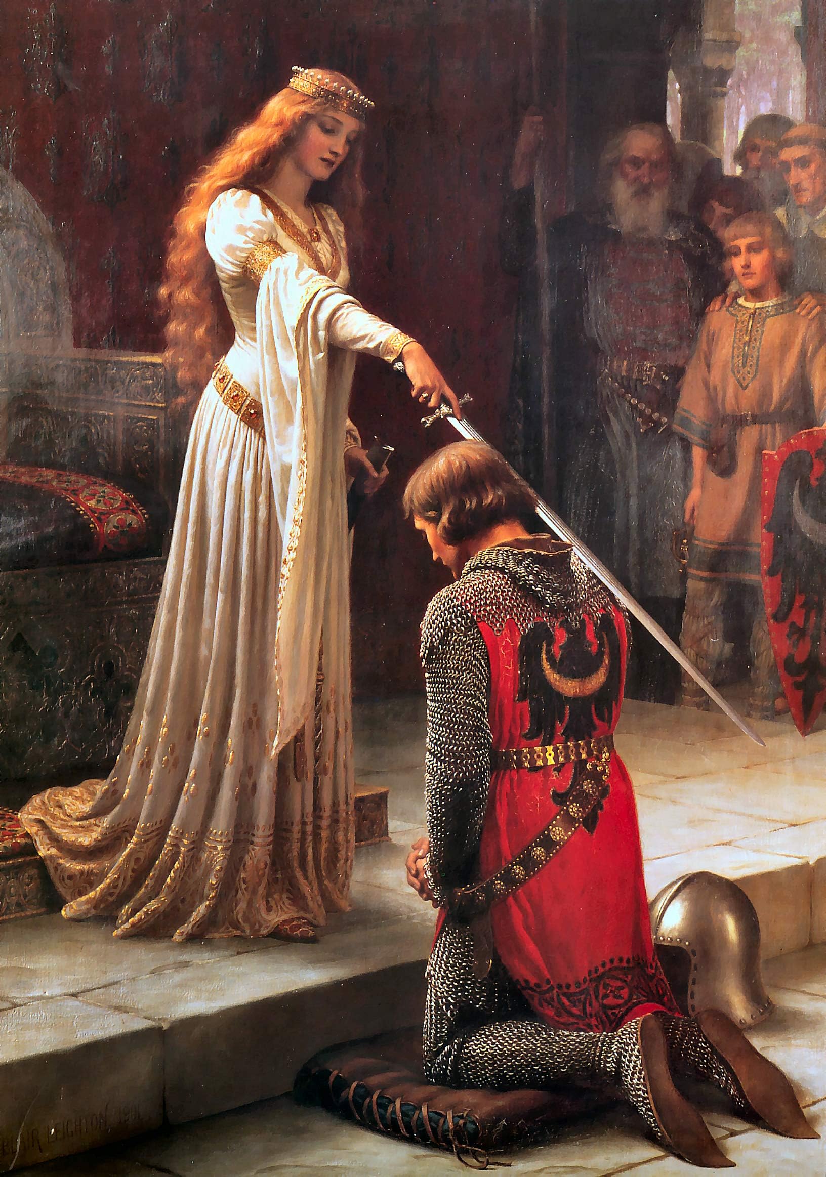 The ACCOLADE by EDMUND BLAIR LEIGHTON, 250 x 200 mm, 100% Cotton Canvas Print, The Dubbing conferring Knighthood