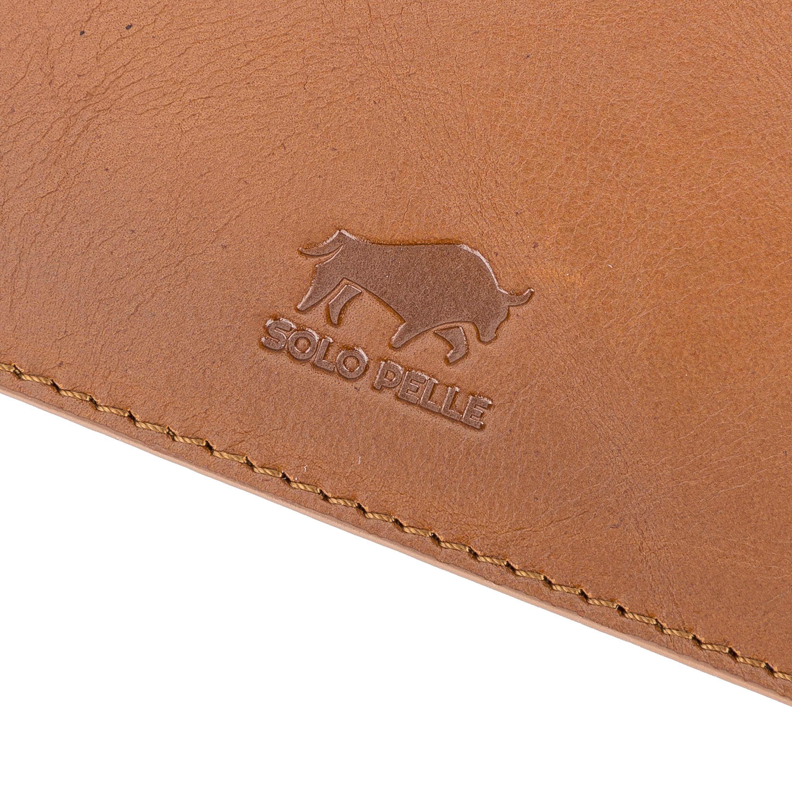 Solo Pelle - Hochwertiges Leder Mousepad 26x20 cm - Mauspad aus echtem Leder - Unterlage für Computermaus - Leather Pad - Handarbeit Made in Europa (Cognac Braun)