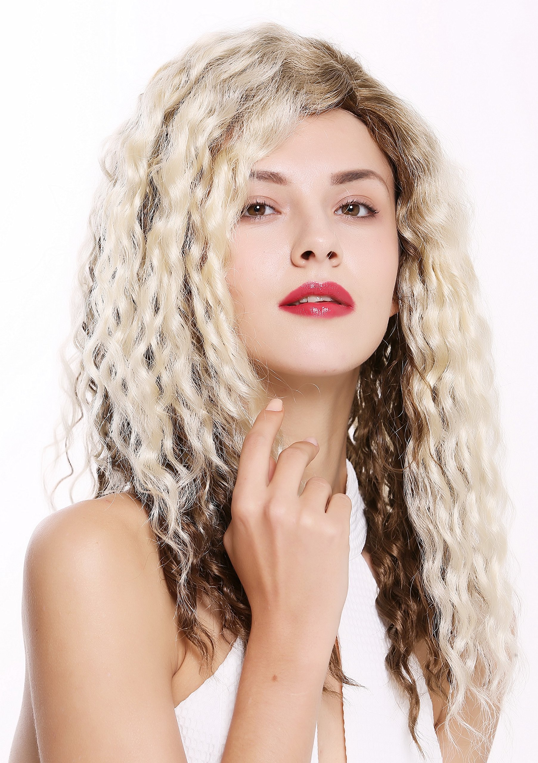 WIG ME UP - 803AD-12/613YS12 Quality women's wig lady side parting afro curls curly ombre brown platinum blonde mix - Image 3